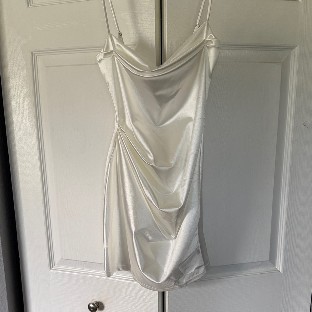 Lucy in the Sky Draped Bodycon Dress in White